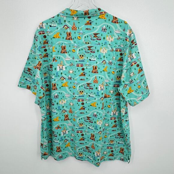 Disney Parks Life shirt men's XL WDW attractions all over printed button down - Picture 4 of 8